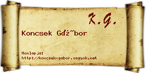 Koncsek Gábor névjegykártya